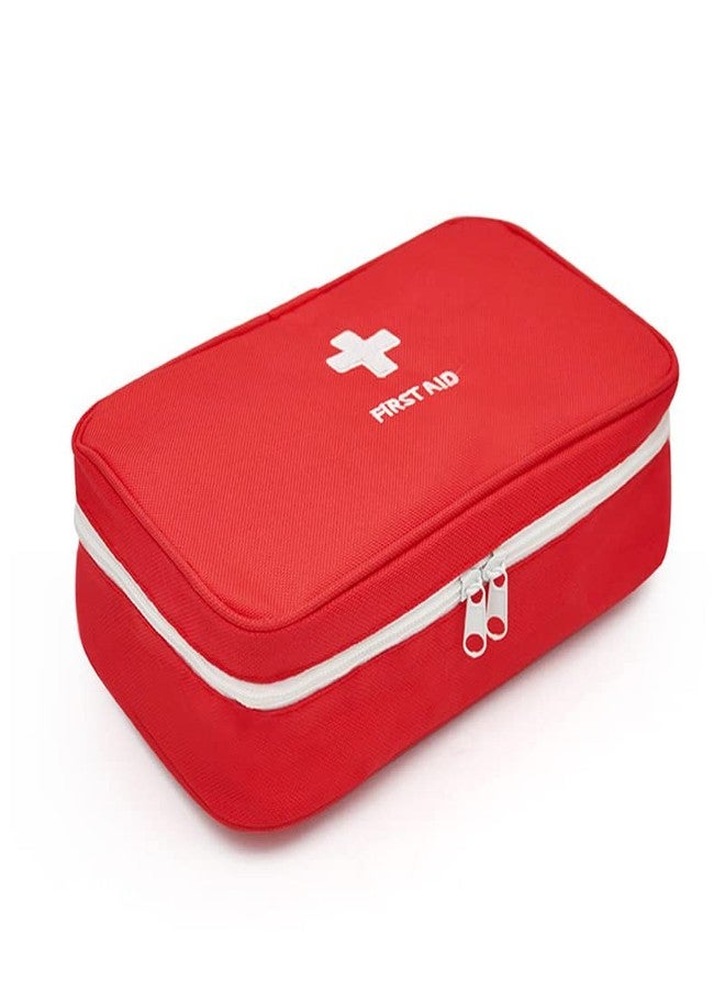 Bluwings Mini First Aid Kit Travel Pouch Medicine Storage Organizer Bag with Handle for Indoor Outdoor Picnic Travel Home Office (1 Pc) (Red) - Image 1